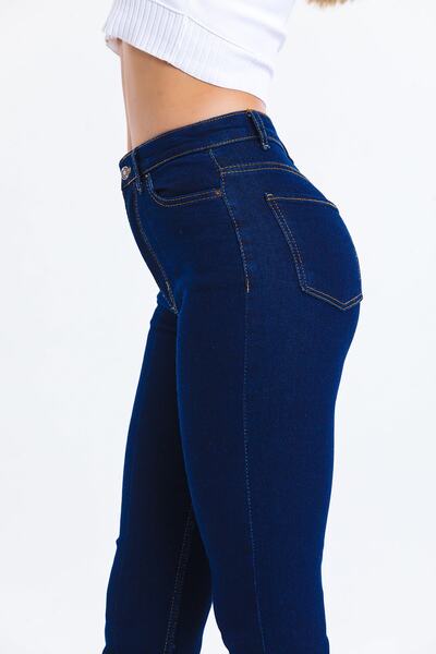 SHEVEGA Navy Blue High Waist Flare Leg Slit Jeans Lycra Flare Leg Slit Jeans