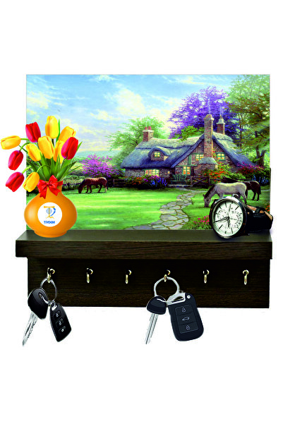 Tiydem Ahşap Anahtarlık / Anahtar Askısı Raf / Dekoratif Kapı Arkası Anahtar ...