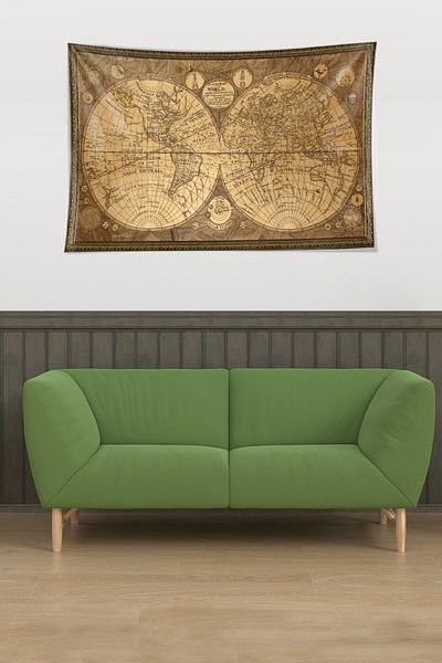 on the clouds World Map Patterned - Stain Resistant Velvet Wall Cover