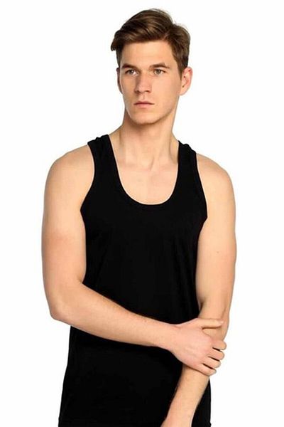 Tutku Ribana 118 Model Men's Sports Undershirt - Black Black L