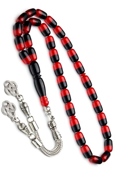 OTTOTESBİH Men's Gift Capsule Cut Red Black Vernier Amber Prayer Beads