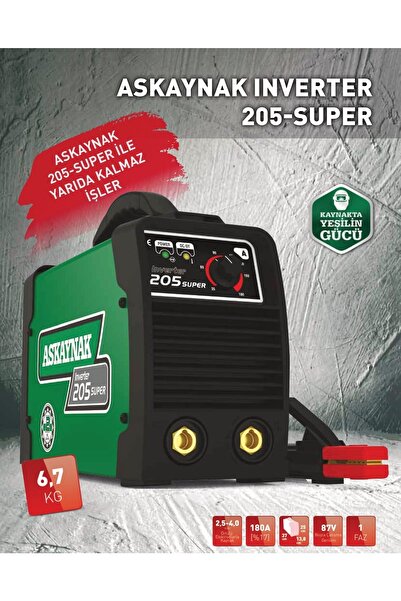 Askaynak 205 Inverter Kaynak Makinası 180a + Maxstar Kaynak Maskesi + Starline Kaynak Eldiveni