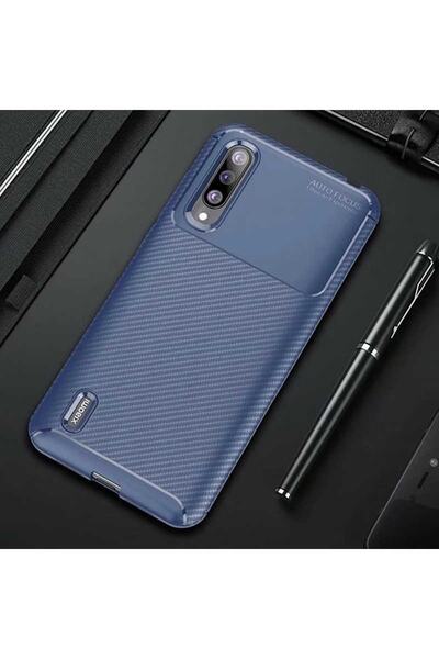 kılıffuarı حافظة متوافقة مع هاتف Xiaomi Mi 9 Lite بتصميم كربوني وغطاء سيليكون...