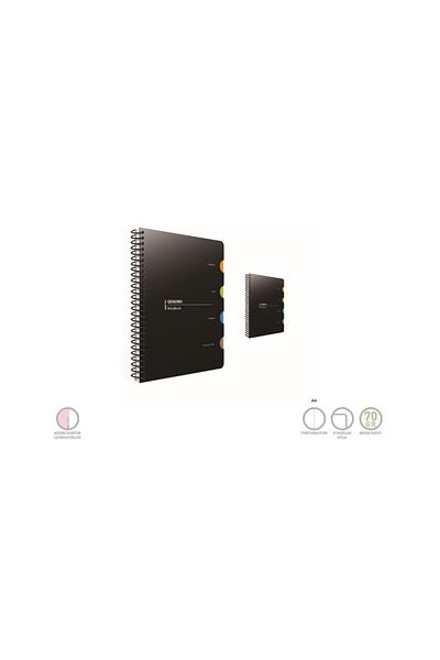 Gıpta Quadro Spiral 4 Separators Plastic Cover Notebook A4 150 Sheets Lined (Pack of 2) 5548