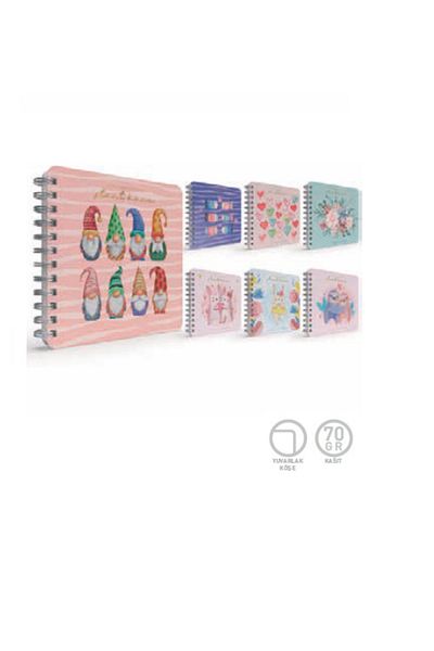 Gıpta Start Spiral Hard Cover Notebook 16x16cm 100 Sheets Pointed (Pack of 3) 5925