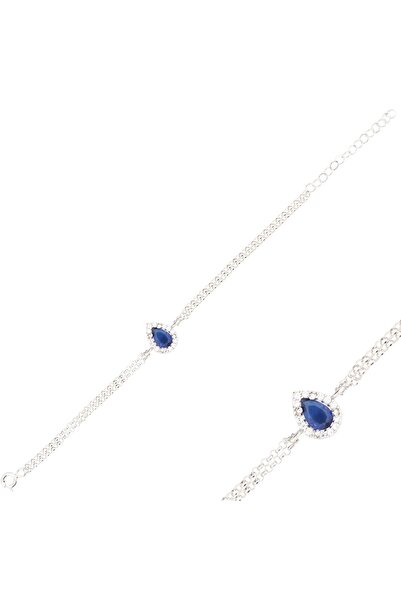 Silveranka 925 Ayar Gümüş Safir Damla Bileklik