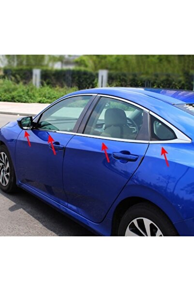 Genel Markalar Honda Civic 2016 Ve Üzeri Fc5 Kasa Krom Cam Çıtası 8 Parça Pas...