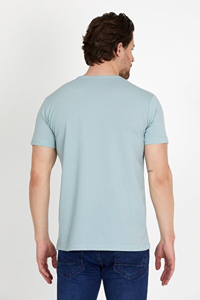 DYNAMO Men's Mint Crew Neck T-shirt with Embroidery Detail
