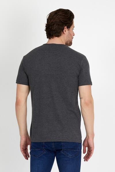 DYNAMO Ανδρικό T-shirt Anthracite Crew Neck με Λεπτομέρεια κεντήματος