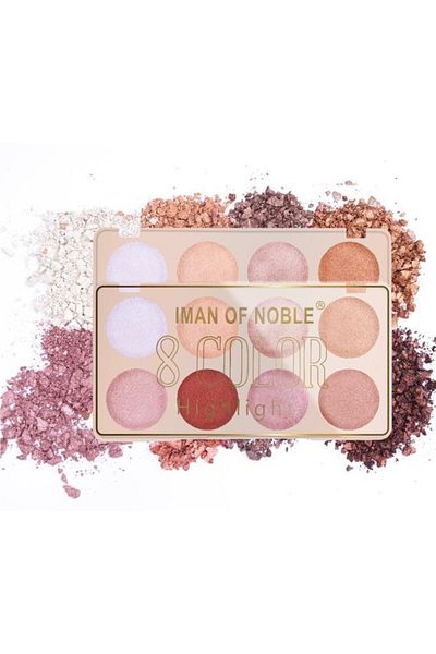 IMAN OF NOBLE 8 Color White Highlighter - Pearlescent Eyeshadow Palette, 843d Model No:2