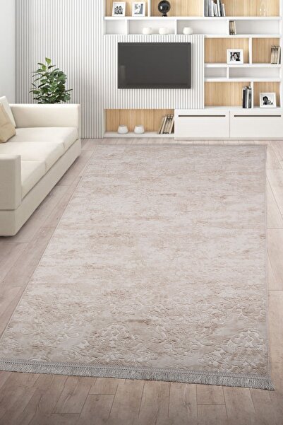 Bonny Home Krem Leke Tutmaz Yıkanabilir Kaymaz Saçaklı Mutfak Halısı Püsküllü...