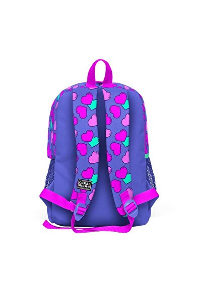 Coral High 23463 Kids Lavender Pink Heart Patterned Four Compartment O
