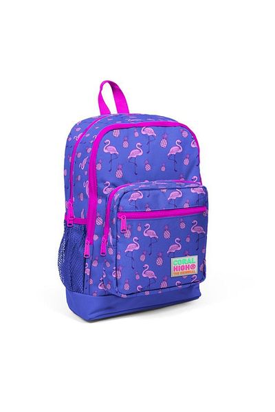 Coral High Coral 23112 Kids Lavender Pink Flamingo Patterned Four Compartment School