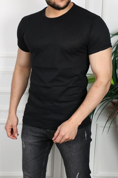 ŞENOL ÇARŞI Men's Black Slim Fit Slim Fit Tshirt