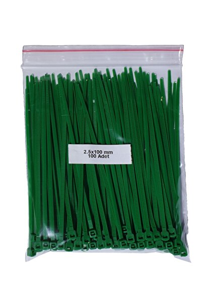 TeknoGöz Plastik Kablo Bağı - Yeşil - 2,5mmx100mm-cırt Kelepçe (100 Adet)