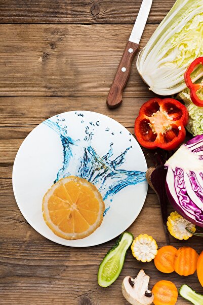 enc home Orange Patterned Cutting Board and Presentation Tray