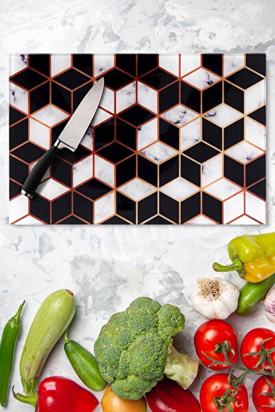 enc home Checkerboard Patterned Cutting Board and Presentation Tray