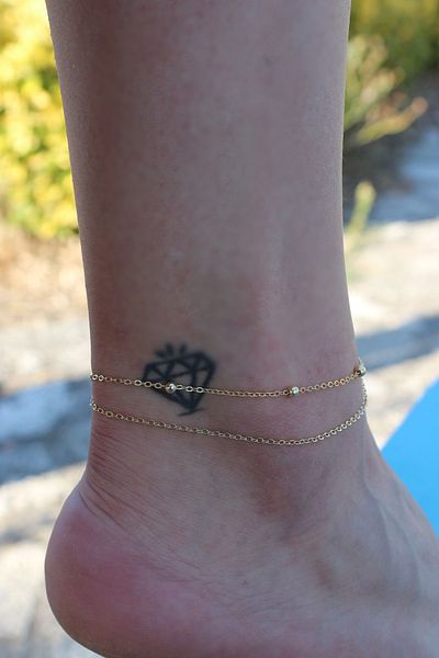 Dukkanka 2 Pack Dorica And Flat Chain Gold Color Women's Anklet