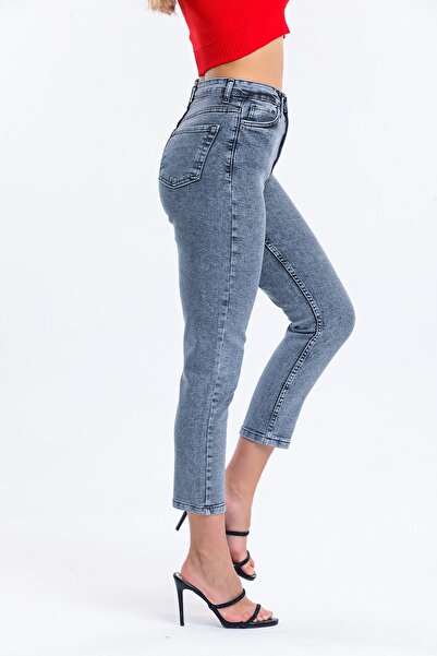 SHEVEGA Anthracite High Waist Lycra Mom Jean
