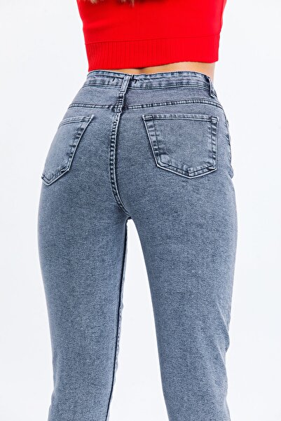 SHEVEGA Anthracite High Waist Lycra Mom Jean