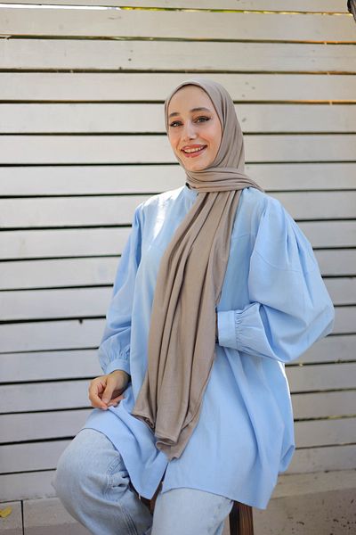 Aksesuar Hijab Combed Cotton Shawl Mink