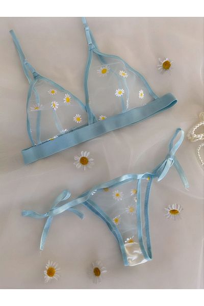 MH Moony Homewears Σετ Soft Blue Daisy Bralet