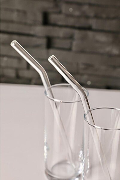 Ensa Shop Transparent 2-Piece Glass Inclined Straw
