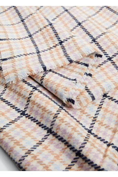 MANGO Woman Üç Renk Kareli Şal