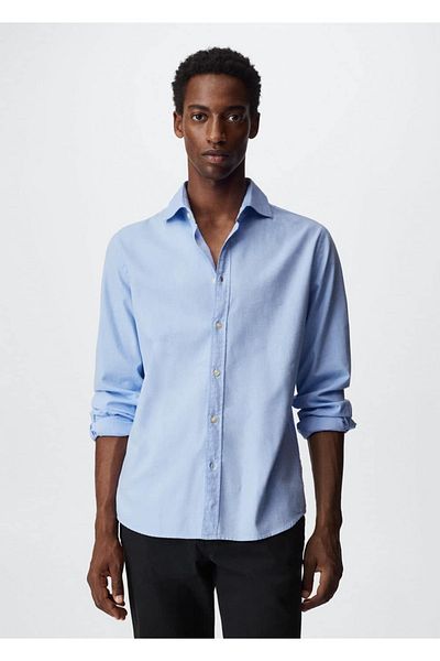 MANGO Man Cămașă Slim Fit din material Oxford
