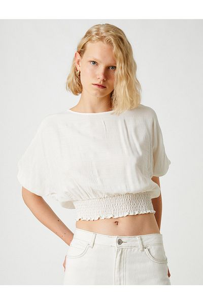 Koton Crop-Bluse mit elastischem Bund