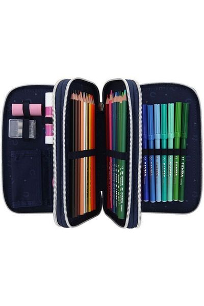 Top Model Miss Melody Led Dark Blue 3 Layer Filled Pencil Case
