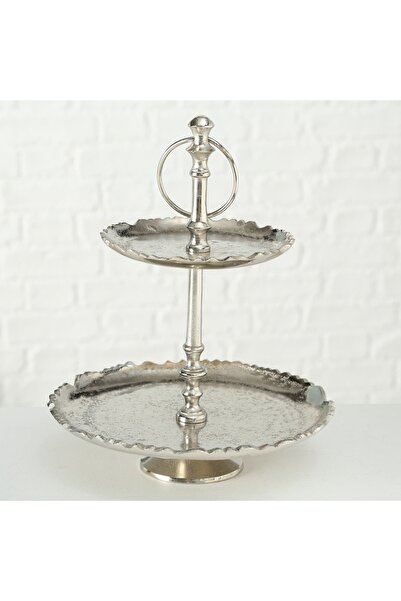 BOLTZE HOME Mat Parlak Gümüş Dekoratif Raflı Stand 21cm