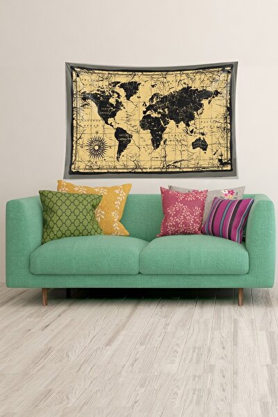 on the clouds Old World Map Stain Resistant Velvet Textured Fabric Wall Cloth Wall Carpet Tapestry
