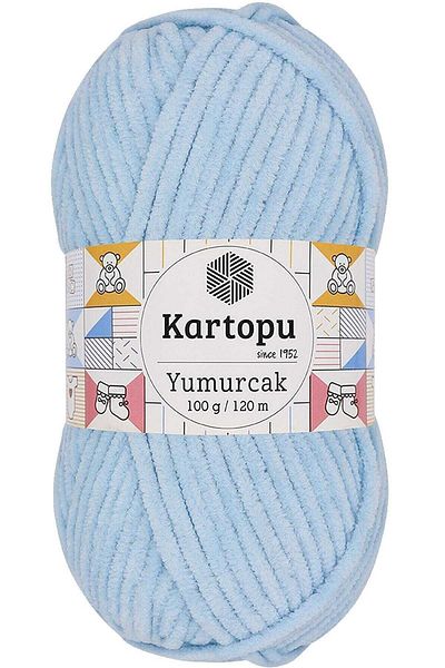 Kartopu Yumurcak Velvet Πλεκτό Κλωστή Μωρό Μπλε K523 - KDF7170-3736
