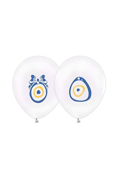DÜVENCİ TİCARET 12" White Balloon with Evil Eye Bead Printed