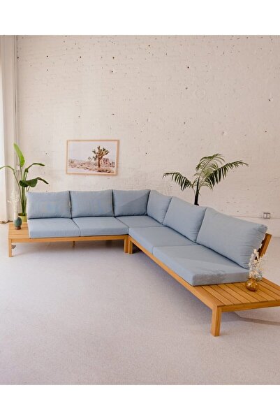 KARAKALEM AHŞAP Bahçe Oturma Takımı Köşe Koltuk