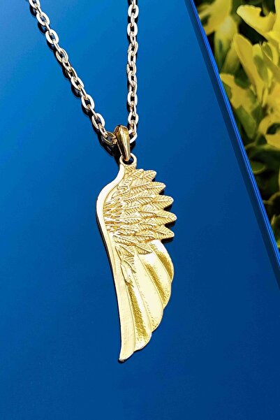 TREND COLLECTİON Büyük Kanat Altın Renk Zincirli Kolye