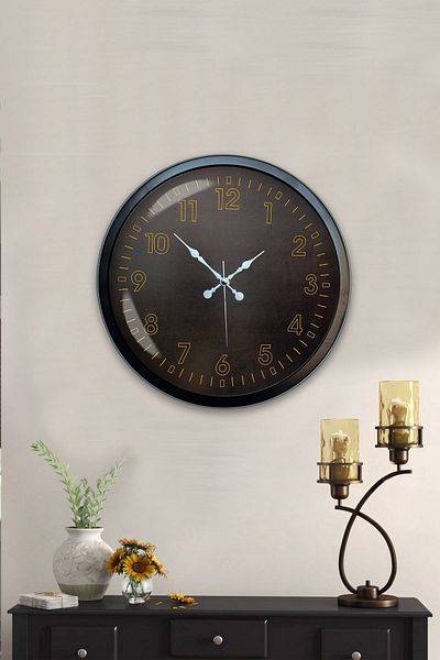 Kasva Concept 40 cm Black Metal Black Yellow Wall Clock