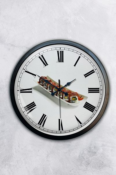 Kasva Concept Gift 40 Cm Black Metal Sushi Wall Clock