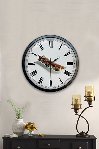 Kasva Concept Gift 40 Cm Black Metal Sushi Wall Clock