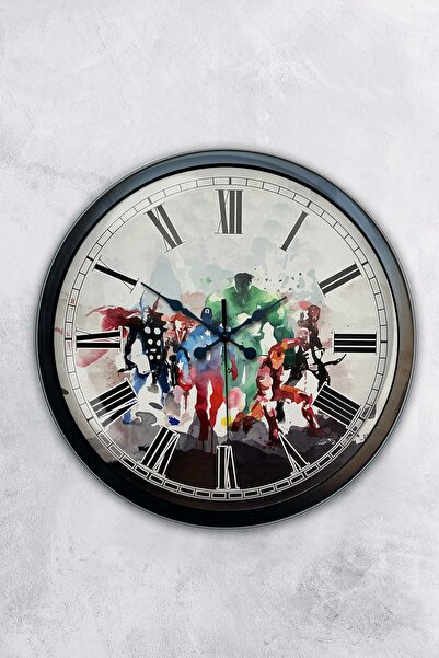 AİB STORE ساعة حائط سوبر هيروز معدنية سوداء مقاس 40 سم