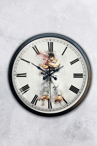 Kasva Concept 40 cm Black Metal Street Fighter Wall Clock