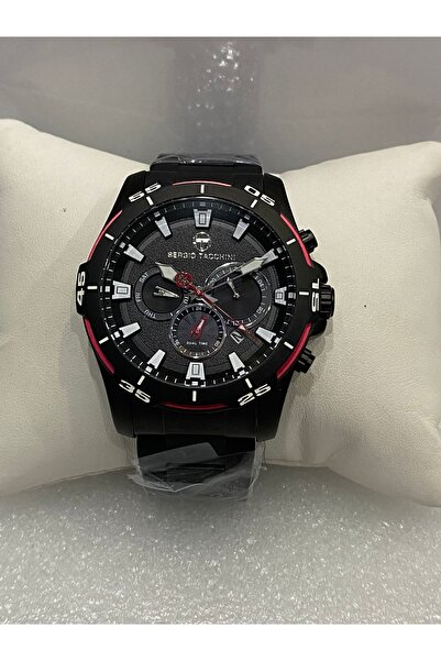 Sergio Tacchini Sergio Taccini Özelmat Siyah Kırmızı Detaylı %100 Çelik 5 Atm...