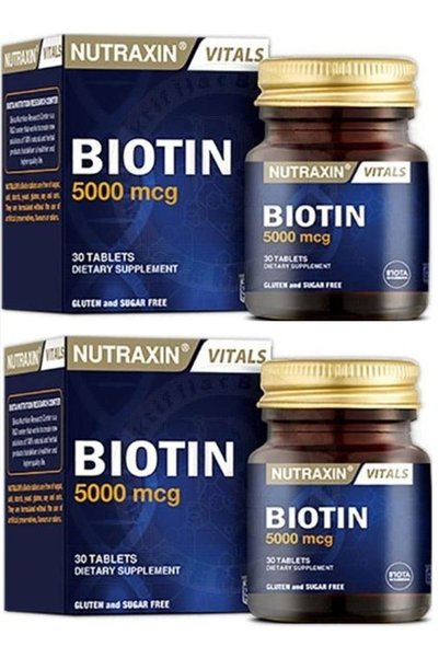 Nutraxin بيوتين 5000 ماك جرام مكمل غذائي 30 قرص 2 علبة