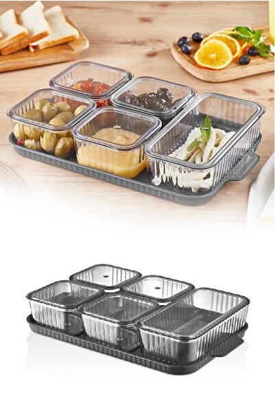 Pazarika طقم إفطار مكون من 5 أقسام مع غطاء أكريليك