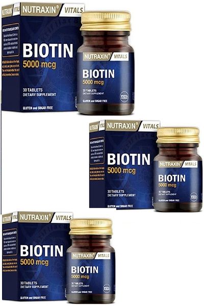 Nutraxin Biotin 5000 Mcg Food Supplement 30 Tablets 3 Boxes