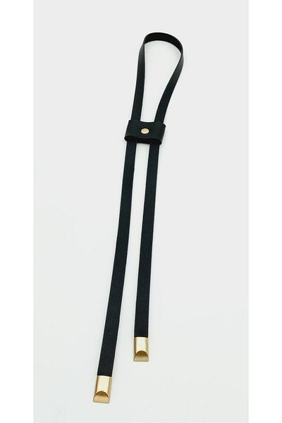 angel çanta aksesuar Black Single Layer Faux Leather Drawstring Light Gold Metal