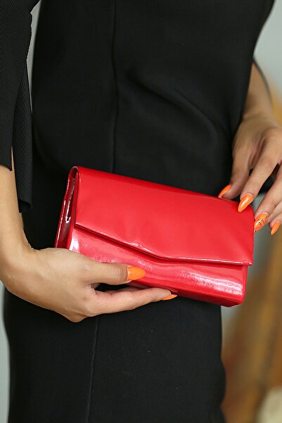 WMİLANO Geanta de seara de dama din piele lacuita rosie