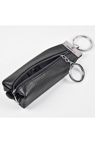 Eminsa Genuine Leather Black Keychain