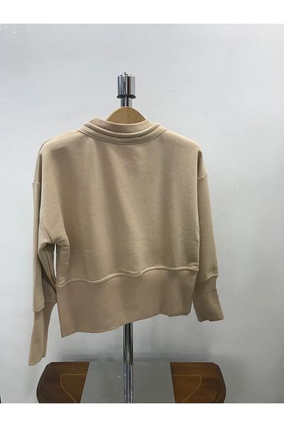 Çikoby Girl's Lapel Lace-Up Crop Sweatshirt